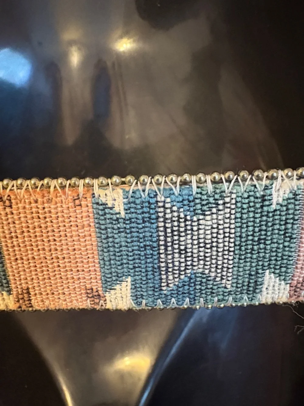 Paul Harris Vintage Bonded Leather Pastel Southwestern Tapestry Belt size SM